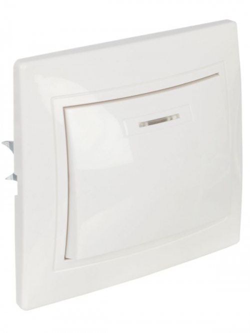 Выключатель 1-кл. СП КВАРТА с инд. 10А IP20 ВС10-1-1-КБ бел. ИЭК EVK11-K01-10-DM EVK11-K01-10-DM