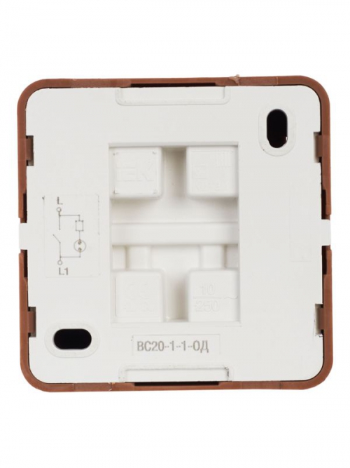 Выключатель 1-кл. ОП ОКТАВА 10А IP20 с инд. дуб.ИЭК EVO11-K04-10-DC EVO11-K04-10-DC