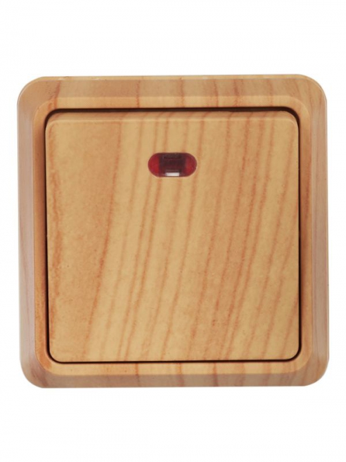 Выключатель 1-кл. ОП ОКТАВА 10А IP20 откр. уст. с индик. сосна ИЭК EVO11-K03-10-DC EVO11-K03-10-DC