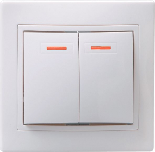 Выключатель 2-кл. СП КВАРТА с инд. 10А IP20 ВС10-2-1-КБ бел. ИЭК EVK21-K01-10-DM EVK21-K01-10-DM