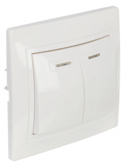 Выключатель 2-кл. СП КВАРТА с инд. 10А IP20 ВС10-2-1-КБ бел. ИЭК EVK21-K01-10-DM EVK21-K01-10-DM
