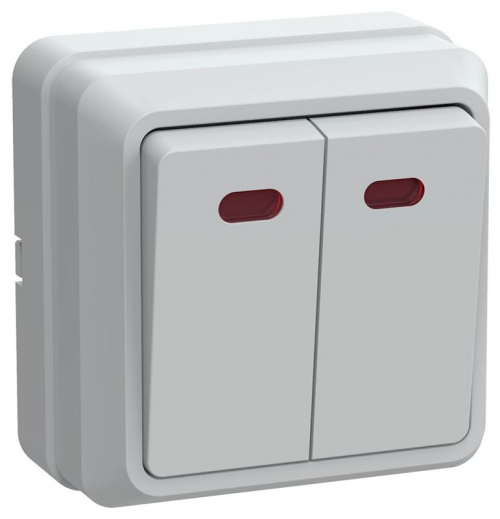 Выключатель 2-кл. ОП ОКТАВА с инд. 10А IP20 ВС20-2-1-ОБ бел. ИЭК EVO21-K01-10-DC EVO21-K01-10-DC