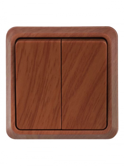 Выключатель 2-кл. ОП ОКТАВА 10А IP20 откр. уст. дуб ИЭК EVO20-K04-10-DC EVO20-K04-10-DC