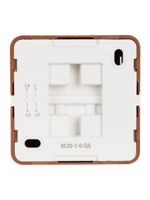 Выключатель 2-кл. ОП ОКТАВА 10А IP20 откр. уст. дуб ИЭК EVO20-K04-10-DC EVO20-K04-10-DC