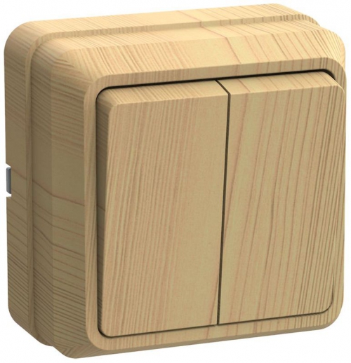 Выключатель 2-кл. ОП ОКТАВА 10А IP20 откр. уст. сосна ИЭК EVO20-K03-10-DC EVO20-K03-10-DC