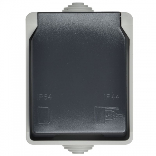 Розетка 1-м ОП Форс РСб20-3-ФСр с защ. крышкой с заземл. IP54 ИЭК ERS12-K03-16-54-DC ERS12-K03-16-54-DC