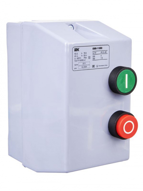 Контактор КМИ-11860 18А 380В/АС3 IP54 IEK KKM16-018-380-00 KKM16-018-380-00