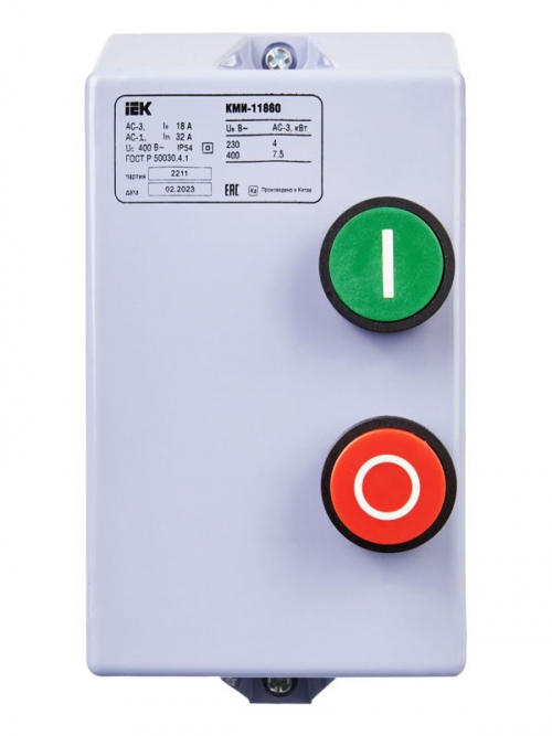 Контактор КМИ-11860 18А 380В/АС3 IP54 IEK KKM16-018-380-00 KKM16-018-380-00