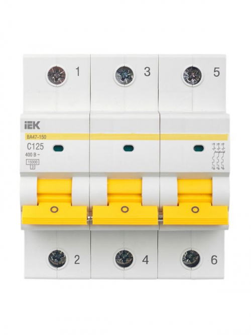 Выключатель автоматический модульный 3п C 125А 15кА ВА47-150 IEK MVA50-3-125-C MVA50-3-125-C