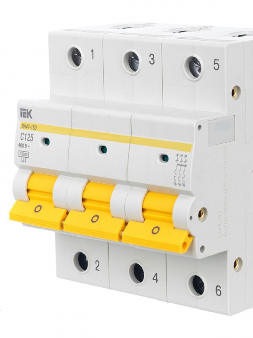 Выключатель автоматический модульный 3п C 125А 15кА ВА47-150 IEK MVA50-3-125-C MVA50-3-125-C