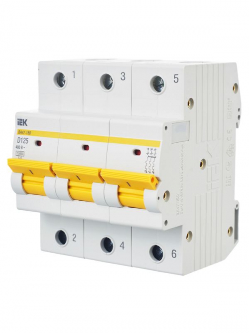Выключатель автоматический модульный 3п D 125А 15кА ВА47-150 IEK MVA50-3-125-D MVA50-3-125-D