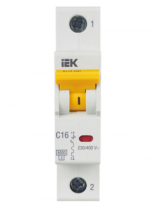Выключатель автоматический модульный 1п C 16А 6кА ВА47-60M IEK MVA31-1-016-C MVA31-1-016-C