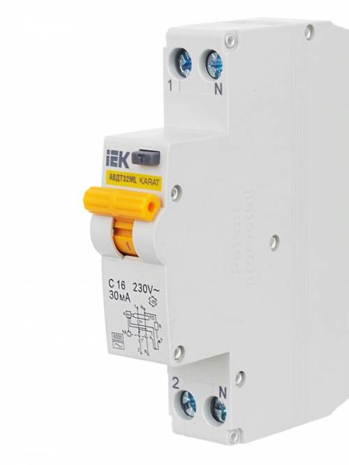 Выключатель авт. дифф. тока С 16А 30мА АВДТ32МL KARAT IEK MVD12-1-016-C-030 MVD12-1-016-C-030