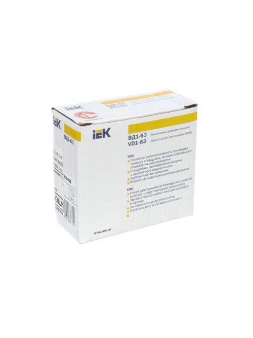 Выключатель дифф. тока (УЗО) 2п 63А 30мА тип AC ВД1-63 IEK MDV10-2-063-030 MDV10-2-063-030