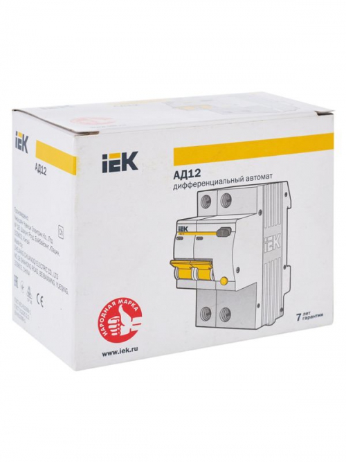 Выключатель авт. дифф. тока 2п C 20А 30мА тип AC 4.5кА АД-12 3.5мод. IEK MAD10-2-020-C-030 MAD10-2-020-C-030