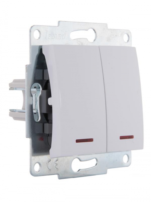 Механизм выключателя 2-кл. 1п СП Karina 10А IP20 с подсветкой бел. LEZARD 707-0288-112 707-0288-112