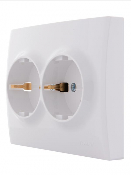 Розетка 2-м СП Karina с заземл. термопласт бел. LEZARD 707-0200-127B 707-0200-127B