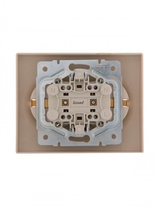 Розетка 2-м СП Karina с заземл. термопласт крем. LEZARD 707-0300-127B 707-0300-127B