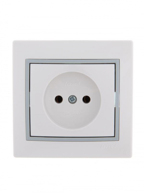 Розетка 1-м СП Mira 16А IP20 без заземл. с сер. вставкой керамика бел. LEZARD 701-0215-121 701-0215-121
