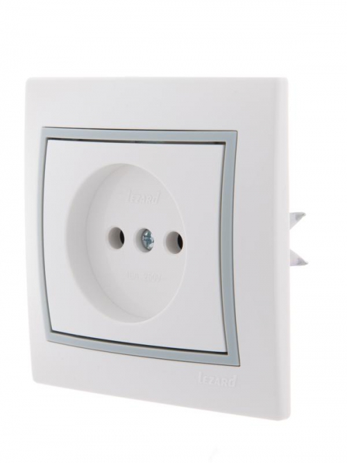 Розетка 1-м СП Mira 16А IP20 без заземл. с сер. вставкой керамика бел. LEZARD 701-0215-121 701-0215-121
