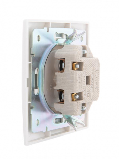 Розетка 1-м СП Mira 16А IP20 без заземл. с сер. вставкой керамика бел. LEZARD 701-0215-121 701-0215-121