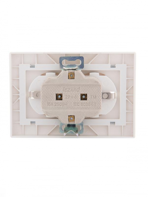 Розетка 2-м СП Mira 16А IP20 с заземл. с сер. вставкой керамика бел. LEZARD 701-0215-127 701-0215-127