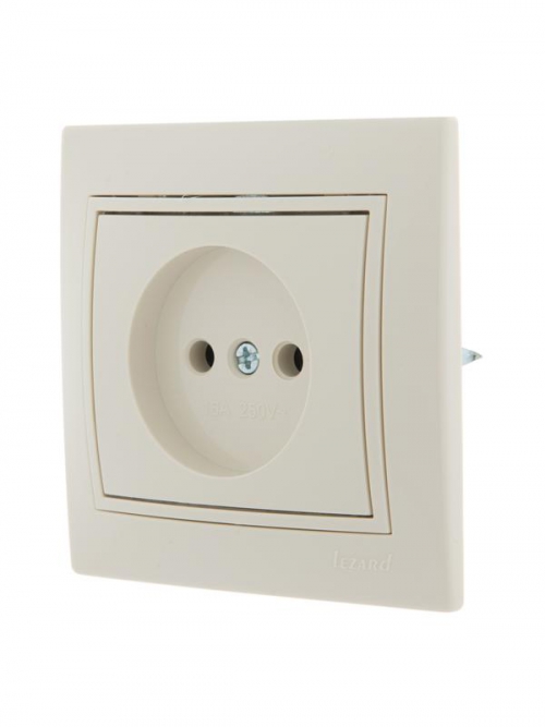 Розетка 1-м СП Mira 16А IP20 без заземл. со вставкой керамика крем. LEZARD 701-0303-121 701-0303-121