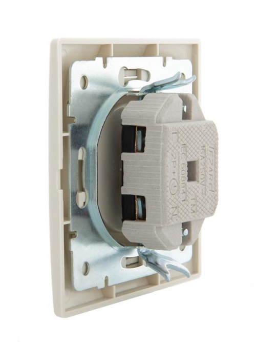 Розетка 1-м СП Mira 16А IP20 без заземл. со вставкой керамика крем. LEZARD 701-0303-121 701-0303-121