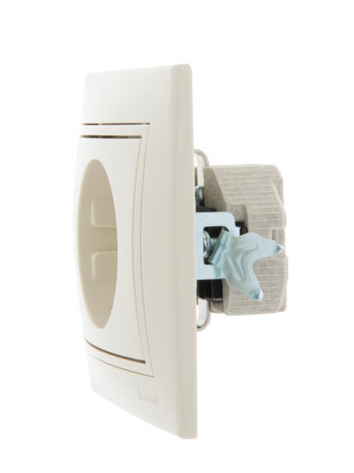 Розетка 1-м СП Mira 16А IP20 с заземл. со вставкой керамика крем. LEZARD 701-0303-122 701-0303-122