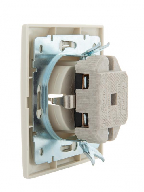 Розетка 1-м СП Mira 16А IP20 с заземл. со вставкой керамика крем. LEZARD 701-0303-122 701-0303-122