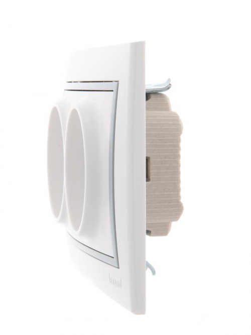 Розетка 2-м СП Mira 16А IP20 без заземл. с сер. вставкой керамика бел. LEZARD 701-0215-128 701-0215-128