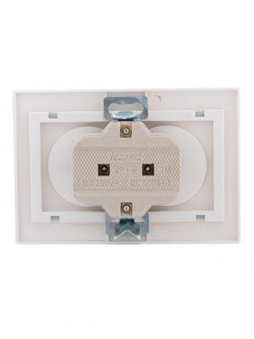 Розетка 2-м СП Mira 16А IP20 без заземл. с сер. вставкой керамика бел. LEZARD 701-0215-128 701-0215-128
