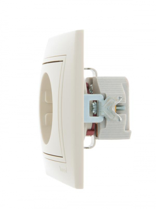 Розетка 1-м СП Mira 16А IP20 с заземл. защ. шторки со вставкой керамика крем. LEZARD 701-0303-124 701-0303-124