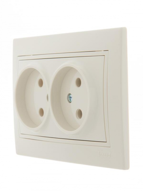 Розетка 2-м СП Mira 16А IP20 без заземл. со вставкой керамика крем. LEZARD 701-0303-128 701-0303-128