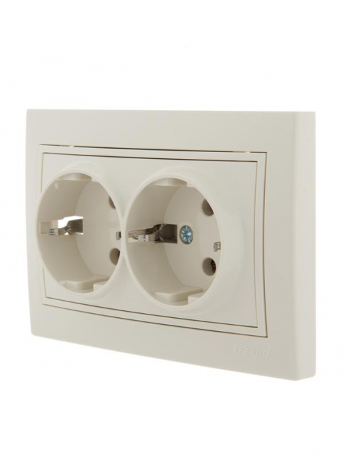 Розетка 2-м СП Mira 16А IP20 с заземл. со вставкой керамика крем. LEZARD 701-0303-127 701-0303-127
