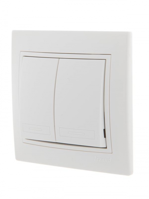 Выключатель 2-кл. СП Mira 10А IP20 с бел.вставкой бел. LEZARD 701-0202-101 701-0202-101