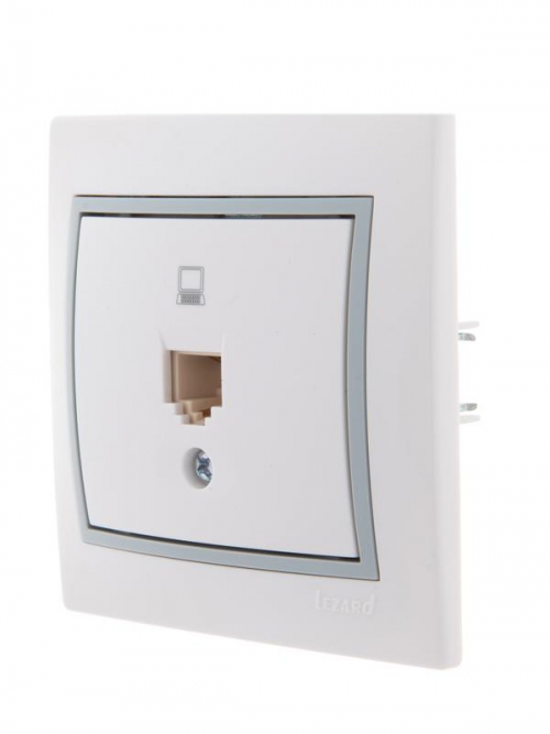 Розетка компьютерная 1-м СП Mira RJ45 бел./сер. LEZARD 701-0215-139 701-0215-139