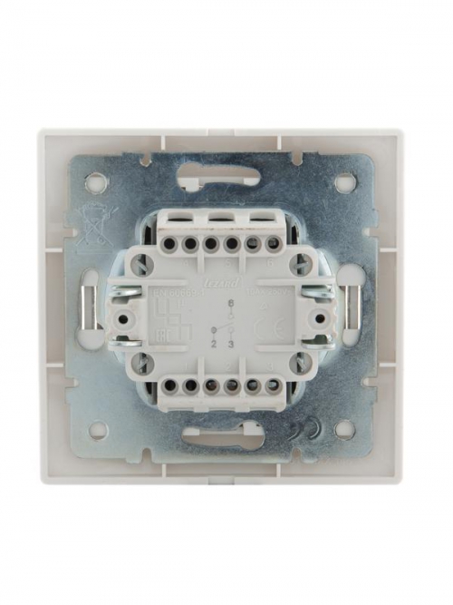 Переключатель проходной 1-кл. СП Mira 10А IP20 с бел.вставкой бел. LEZARD 701-0202-105 701-0202-105