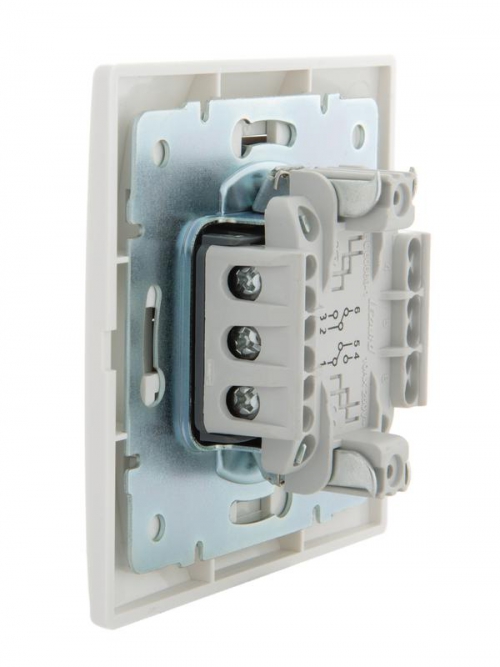 Переключатель проходной 2-кл. СП Mira 10А IP20 с бел.вставкой бел. LEZARD 701-0202-106 701-0202-106