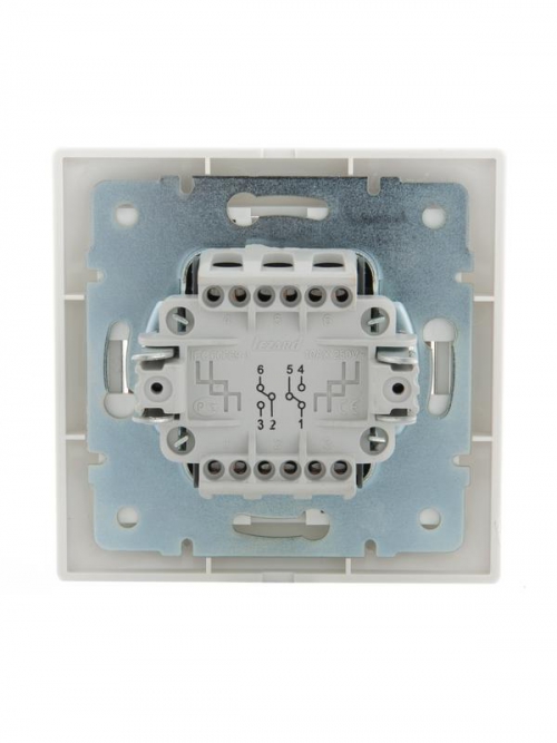 Переключатель проходной 2-кл. СП Mira 10А IP20 с бел.вставкой бел. LEZARD 701-0202-106 701-0202-106