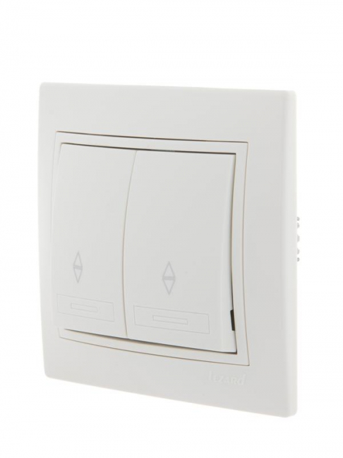 Переключатель проходной 2-кл. СП Mira 10А IP20 с бел.вставкой бел. LEZARD 701-0202-106 701-0202-106