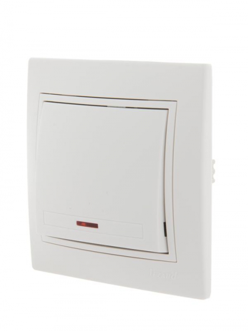 Выключатель 1-кл. СП Mira 10А IP20 с подсветкой с бел. вставкой бел. LEZARD 701-0202-111 701-0202-111