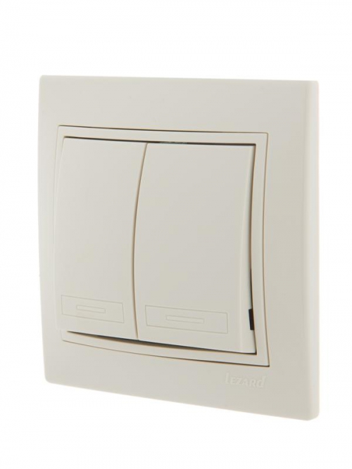 Выключатель 2-кл. СП Mira 10А IP20 со вставкой крем. LEZARD 701-0303-101 701-0303-101
