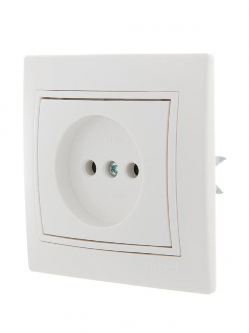 Розетка 1-м СП Mira 16А IP20 без заземл. с бел. вставкой керамика бел. LEZARD 701-0202-121 701-0202-121