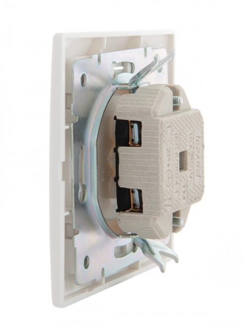 Розетка 1-м СП Mira 16А IP20 без заземл. с бел. вставкой керамика бел. LEZARD 701-0202-121 701-0202-121
