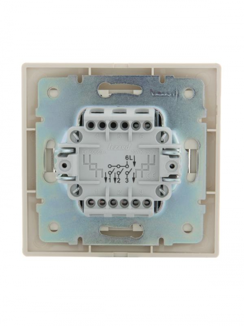 Выключатель 3-кл. СП Mira 10А IP20 со вставкой крем. LEZARD 701-0303-109 701-0303-109