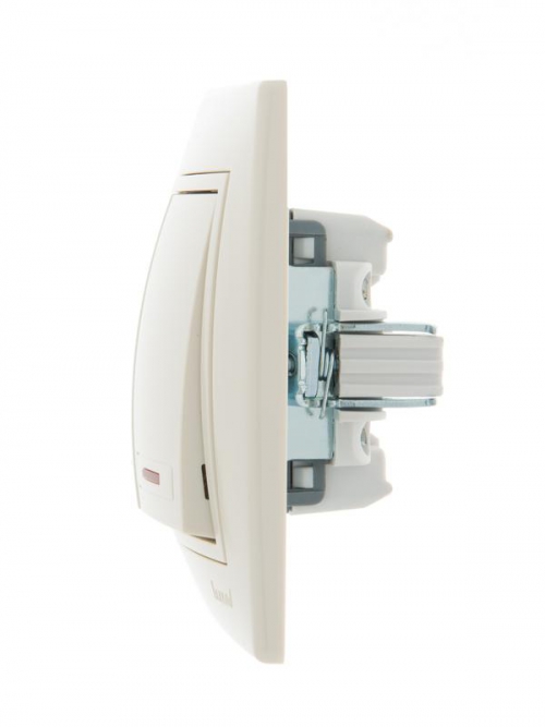 Выключатель 2-кл. СП Mira 10А IP20 с подсветкой со вставкой крем. LEZARD 701-0303-112 701-0303-112