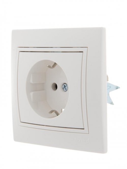 Розетка 1-м СП Mira 16А IP20 с заземл. с бел. вставкой керамика бел. LEZARD 701-0202-122 701-0202-122
