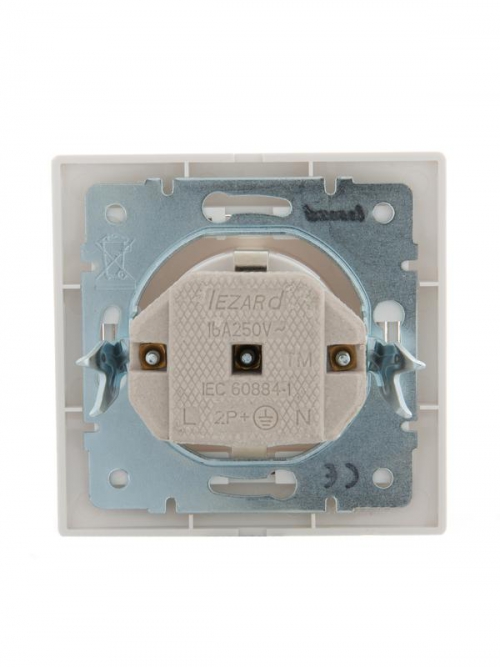 Розетка 1-м СП Mira 16А IP20 с заземл. с бел. вставкой керамика бел. LEZARD 701-0202-122 701-0202-122