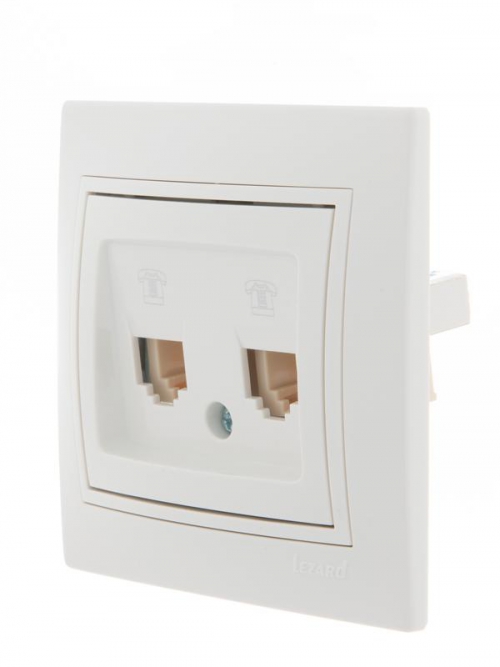 Розетка телефонная 2-м СП Mira RJ11 бел./бел. LEZARD 701-0202-138 701-0202-138